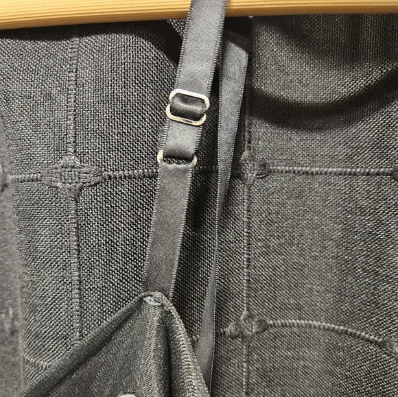 Vintage Yolande Black Nylon Embroidered Slip Dress / Nightie - Size 40 (Large) - Picture 6 of 10